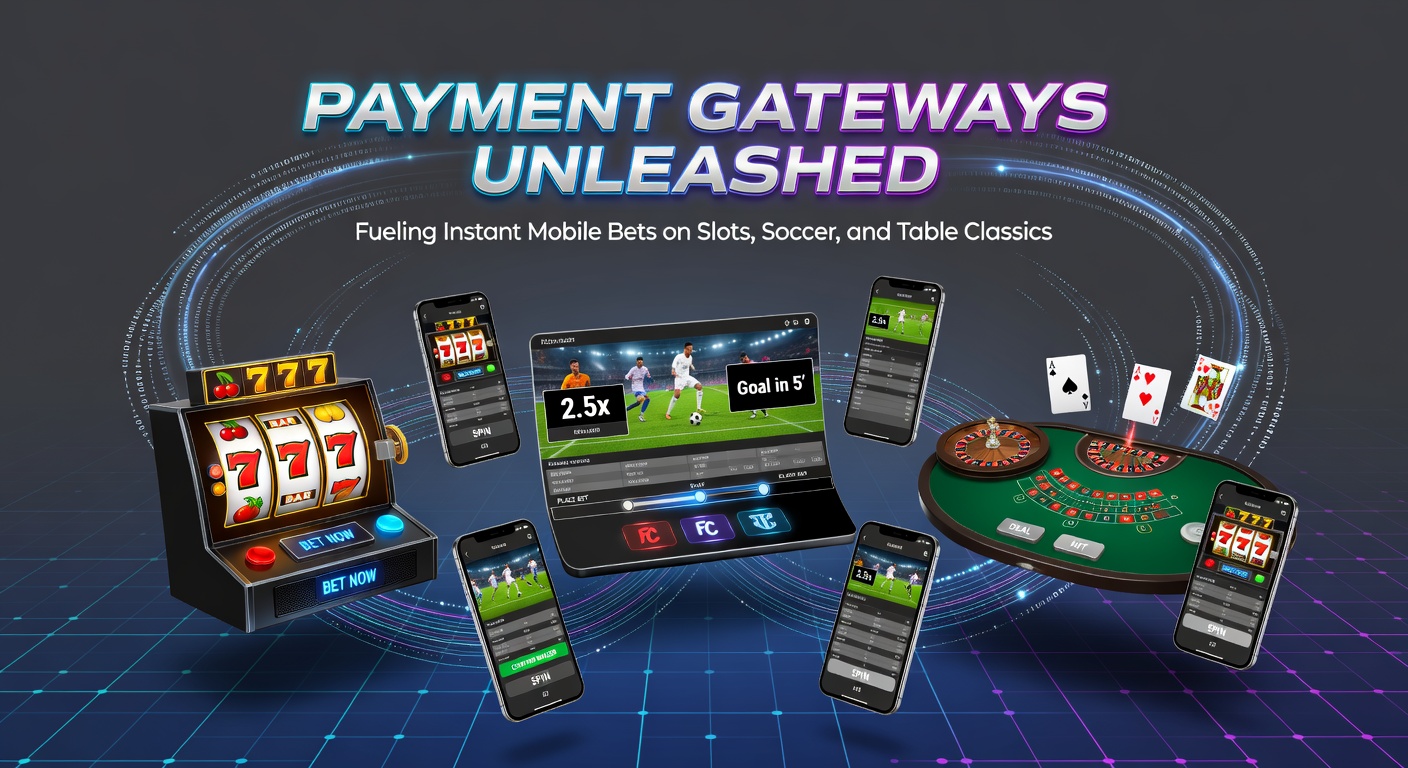 Smartphone mit offener Wett-App, das eine schnelle Zahlung für einen Fußball-Live-Bet zeigt, umgeben von Icons für Slots und Roulette